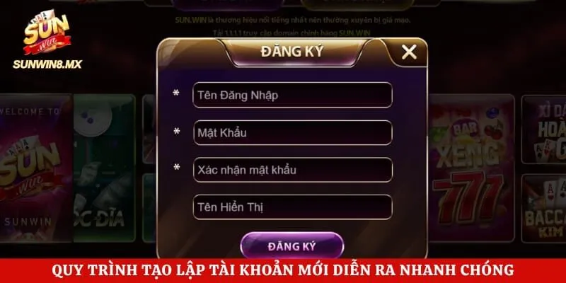 Quy trình tạo lập tài khoản mới diễn ra nhanh chóng