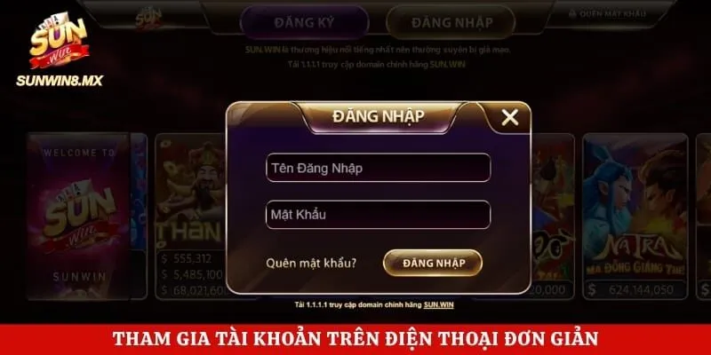 Tham gia tài khoản trên điện thoại đơn giản