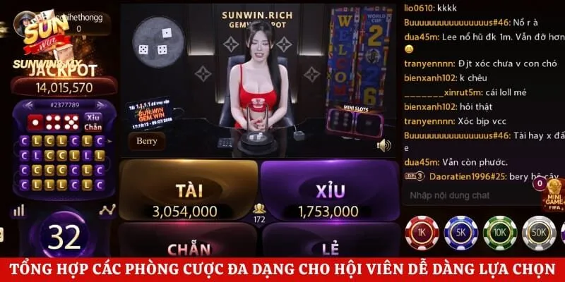 Tài Xỉu Sunwin 3 Tổng hợp các phòng cược đa dạng cho hội viên dễ dàng lựa chọn